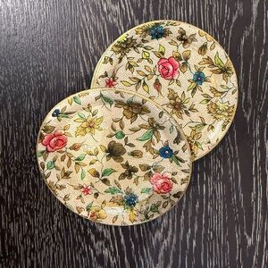 Set of 4 Paper Mache Alcohol Proof Floral Round Coasters JAPAN